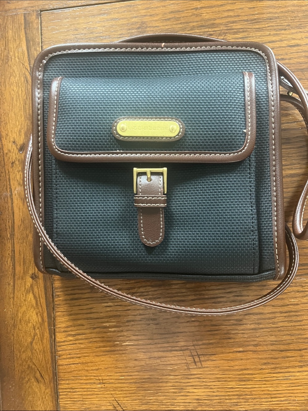 Liz Claiborne Black Crossbody Bag with Brown Trim